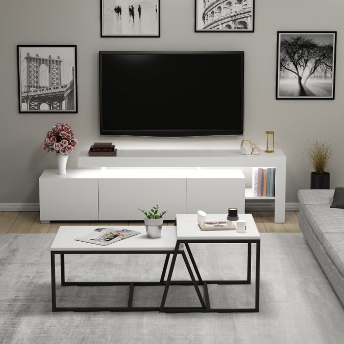 Hanah Home Beliz - Conjunto de muebles de salón blanco Hanah Home Beliz - Conjunto de muebles de salón blanco